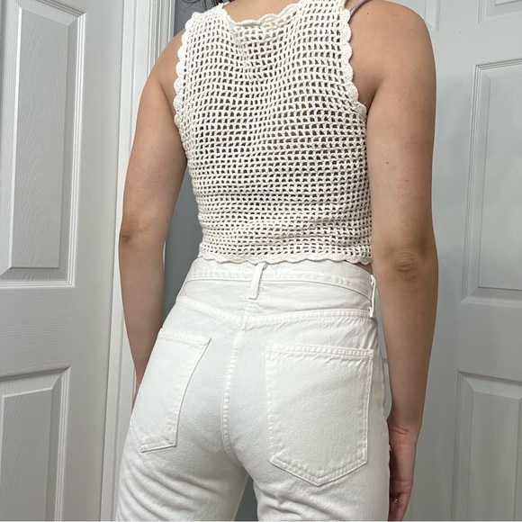 Y2K Jalate Cropped Top Crochet Knit Floral Festival Summer Boho Size Medium - Picture 2 of 6